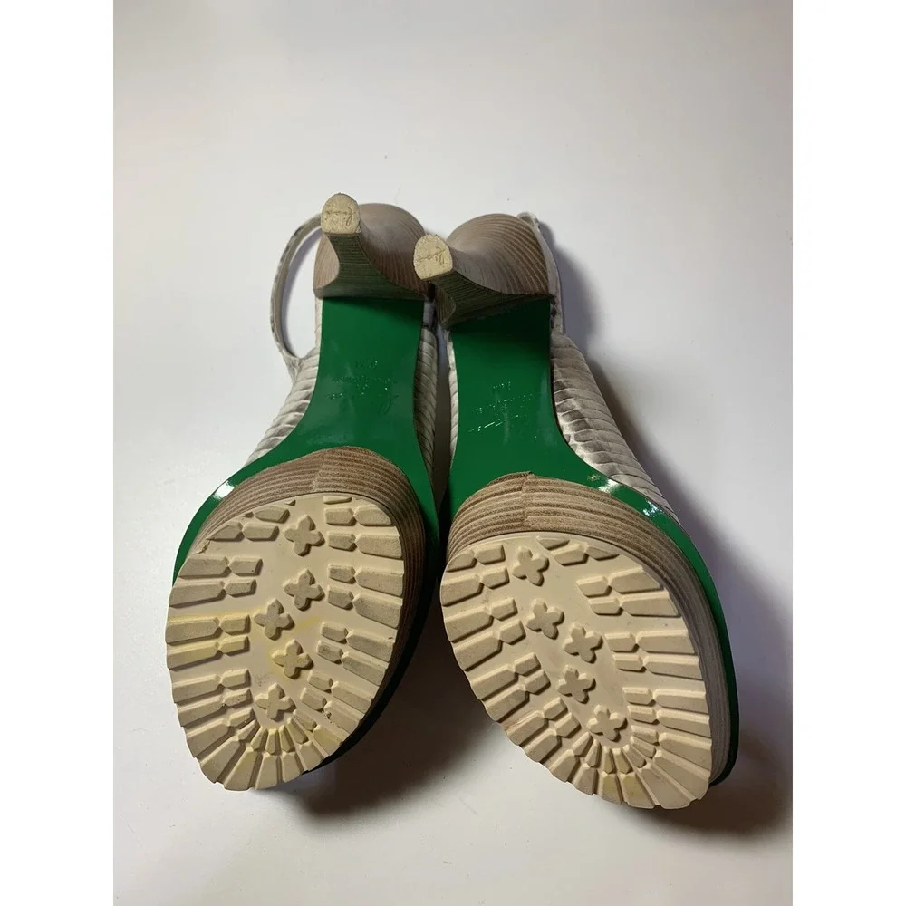 Lisa for Donald J Pliner Snake Skin Beige Slingback Platforms Size 9.5M